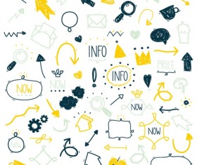 Hand drawn info elements vector