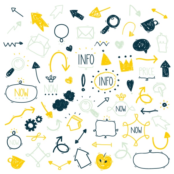 Hand drawn info elements vector