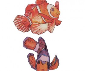 Hand drawn marine fish watercolor vector 04