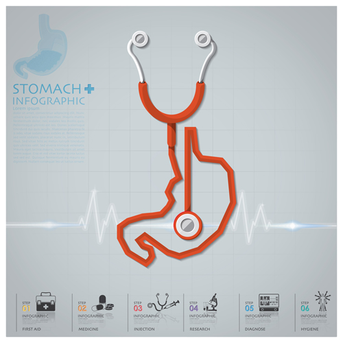 Health and Medical infographic with Stethoscope vector 03