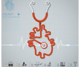 Health and Medical infographic with Stethoscope vector 04