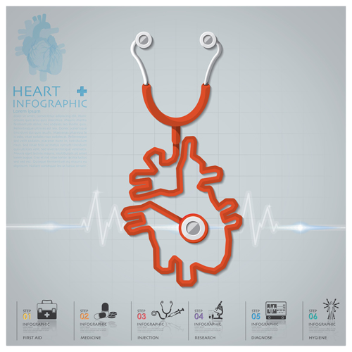 Health and Medical infographic with Stethoscope vector 04