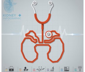 Health and Medical infographic with Stethoscope vector 05