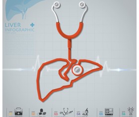 Health and Medical infographic with Stethoscope vector 06