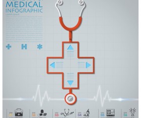 Health and Medical infographic with Stethoscope vector 07