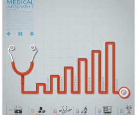 Health and Medical infographic with Stethoscope vector 08