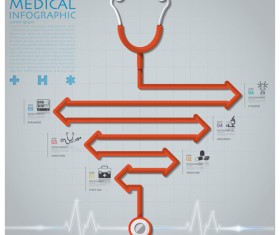 Health and Medical infographic with Stethoscope vector 09