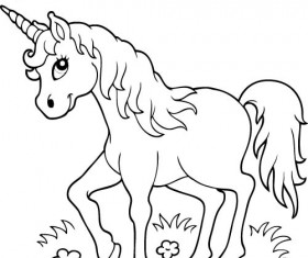 Horned horse coloring picture cartoon vector 01