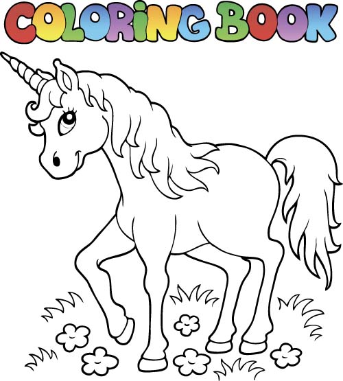 Horned horse coloring picture cartoon vector 01