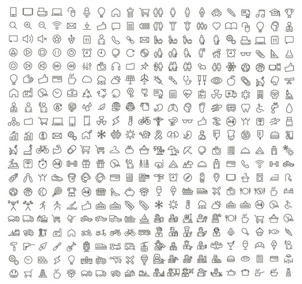 Huge collection of outline free icons vector