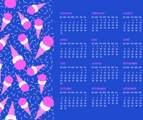 Ice cream with Calendar 2016 blue vector