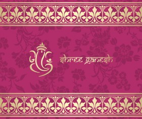 Indian floral ornament with pink background vector 10