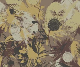 Leaves grunge pattern seamless vectors 03