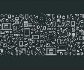 Life elements outline icon vector material