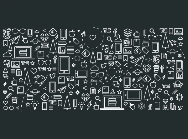 Life elements outline icon vector material