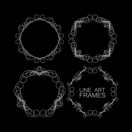 Line art frames design vector 01