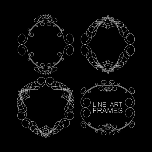 Line art frames design vector 05