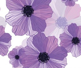 Line flower vector seamless pattern 01