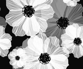 Line flower vector seamless pattern 02