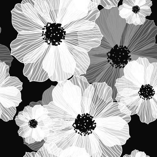 Line flower vector seamless pattern 02 free download