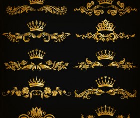 Luxury floral ornaments golden vectors 01