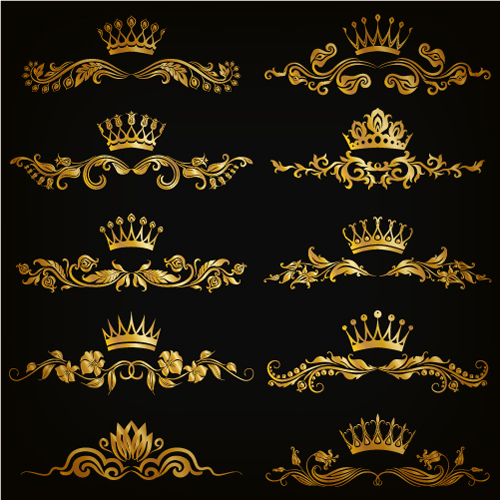Luxury floral ornaments golden vectors 01