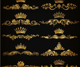 Luxury floral ornaments golden vectors 03