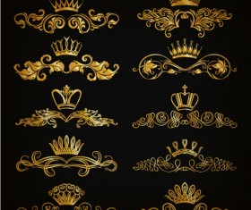 Luxury floral ornaments golden vectors 05