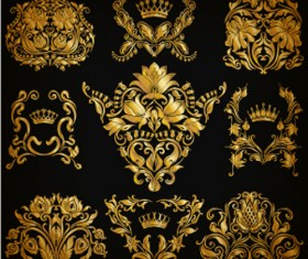 Luxury floral ornaments golden vectors 06
