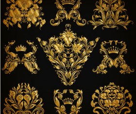 Luxury floral ornaments golden vectors 07