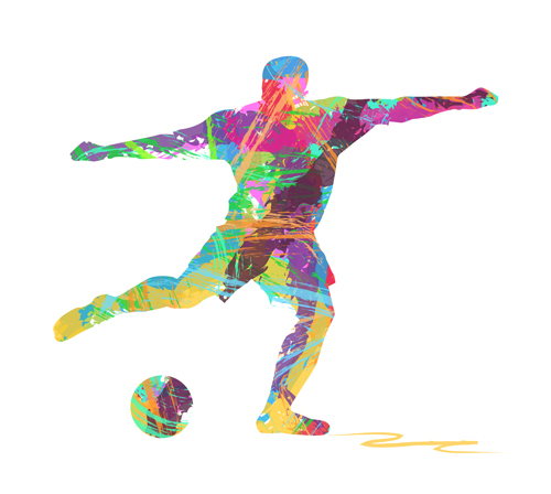Man with football watercolor vector