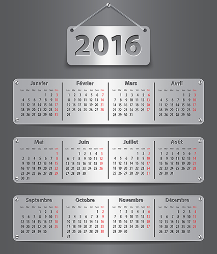 Metal Calendar 2016 creative vector
