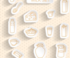 Milk stickers vector set