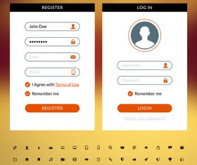 Mobile flat UI kit vector design 01