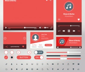 Mobile flat UI kit vector design 02
