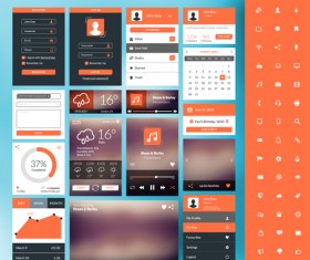 Mobile flat UI kit vector design 03
