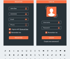 Mobile flat UI kit vector design 04