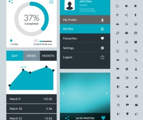 Mobile flat UI kit vector design 05