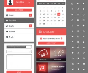 Mobile flat UI kit vector design 06
