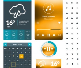 Mobile flat UI kit vector design 07