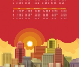Modern city with Calendar 2016 vector