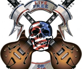 Music with skull background art vector 01