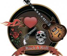 Music with skull background art vector 02