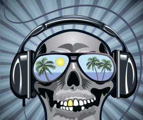 Music with skull background art vector 03