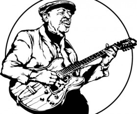 Old guitarist vector