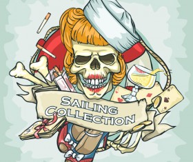 Old retro sailing labels vectors material 02