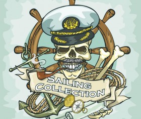 Old retro sailing labels vectors material 03