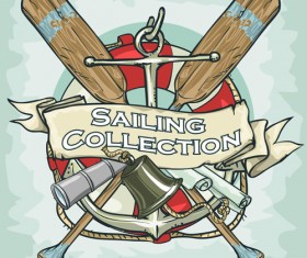 Old retro sailing labels vectors material 07