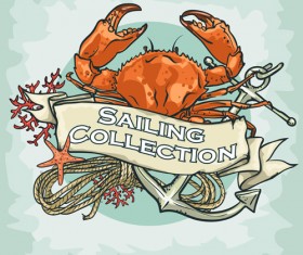 Old retro sailing labels vectors material 08