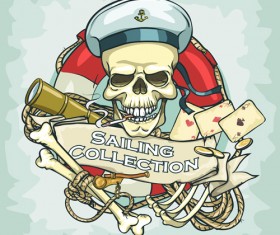 Old retro sailing labels vectors material 10